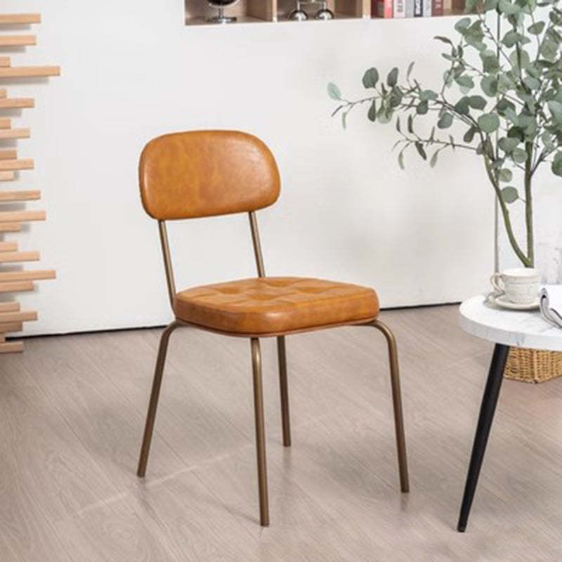 Rustic Arc Leather Wood Iron Dining Chair