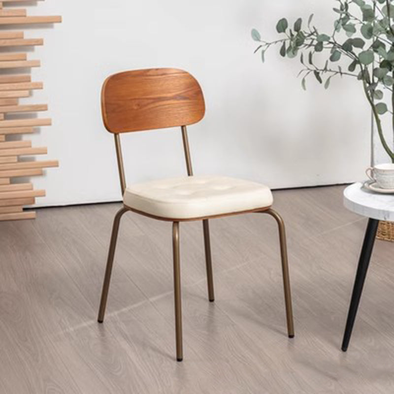 Rustic Arc Leather Wood Iron Dining Chair