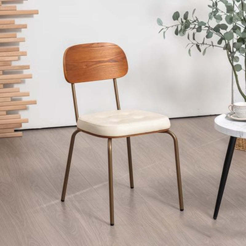 Rustic Arc Leather Wood Iron Dining Chair