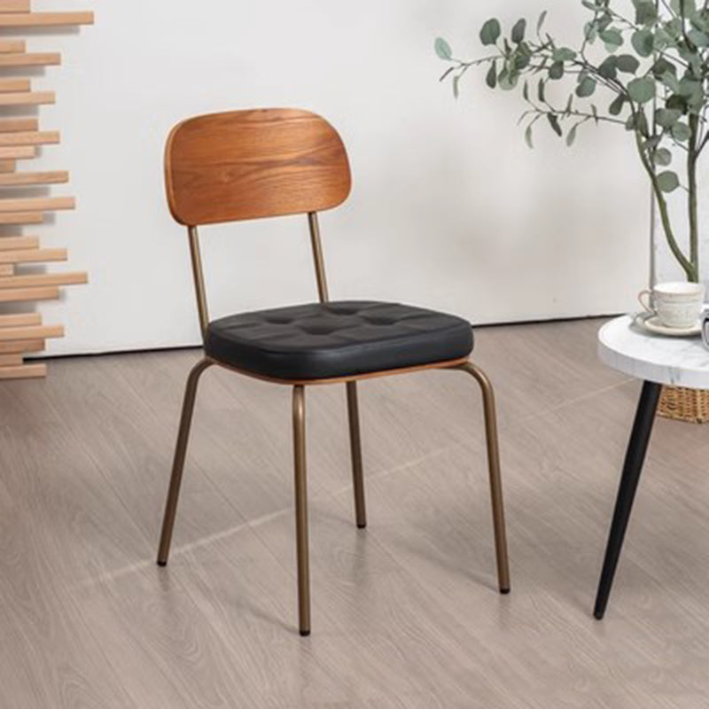 Rustic Arc Leather Wood Iron Dining Chair