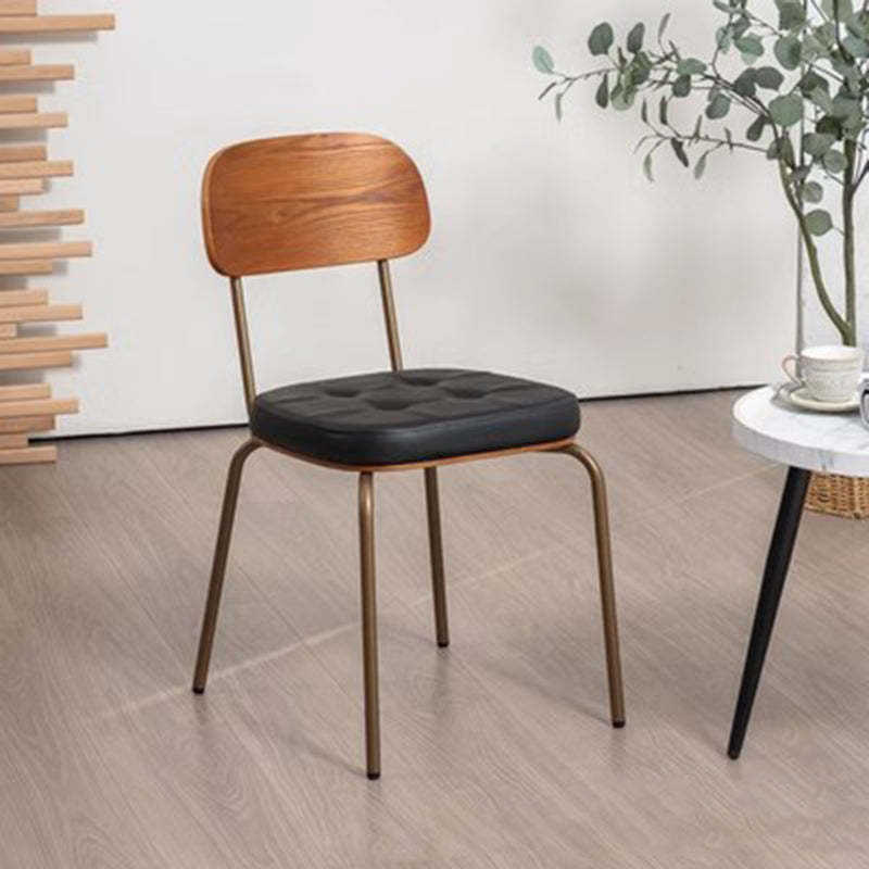 Rustic Arc Leather Wood Iron Dining Chair