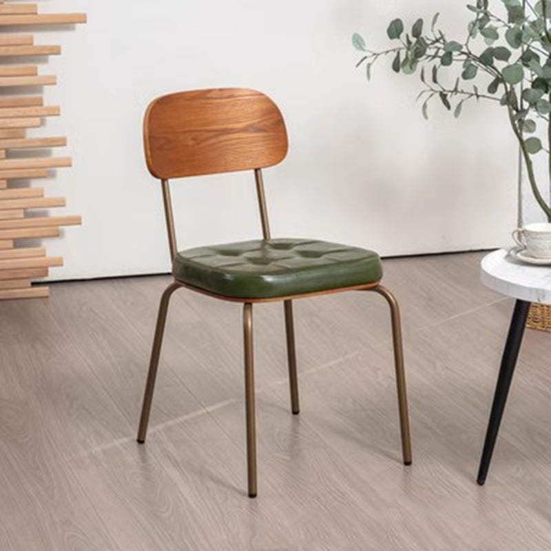 Rustic Arc Leather Wood Iron Dining Chair