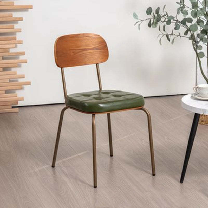 Rustic Arc Leather Wood Iron Dining Chair