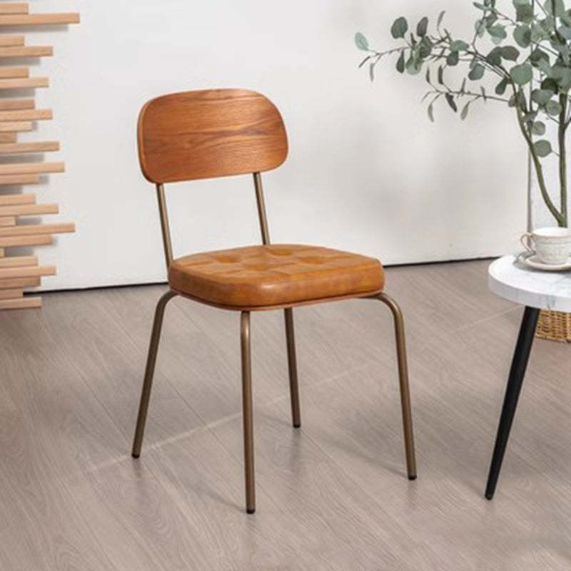 Rustic Arc Leather Wood Iron Dining Chair