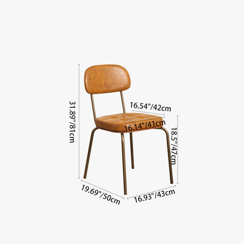 Rustic Arc Leather Wood Iron Dining Chair — Brown Leather - Brown