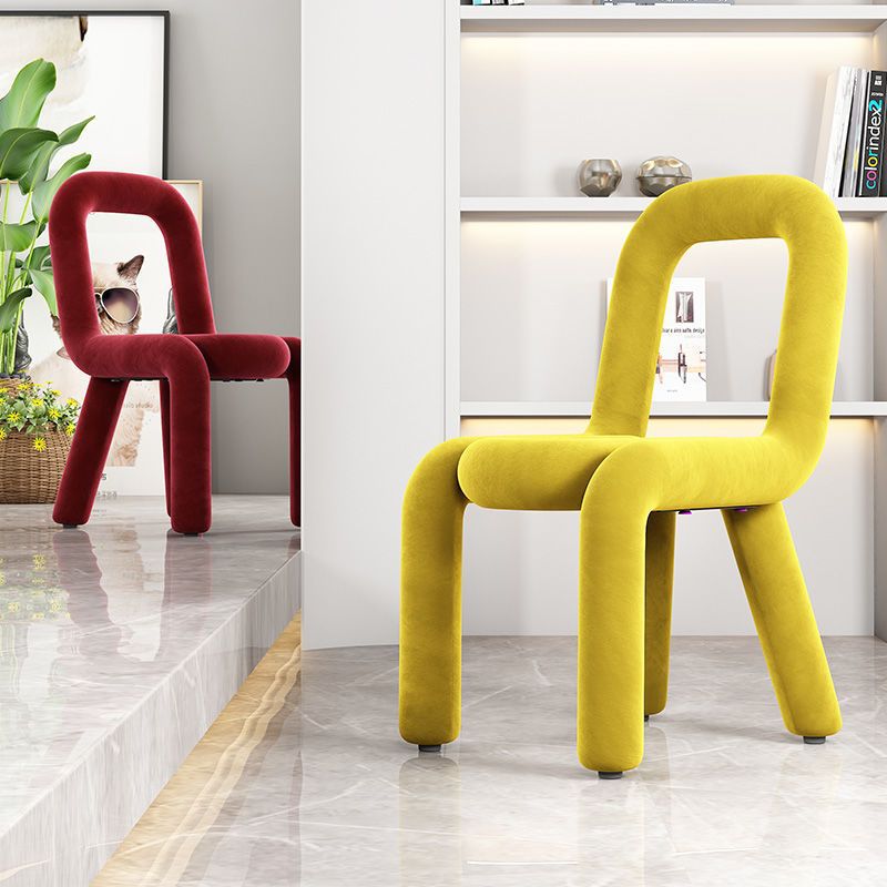 Contemporary Flannelette Carbon Steel Chair — Black