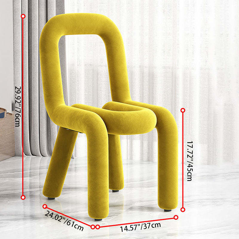 Contemporary Flannelette Carbon Steel Chair — Yellow