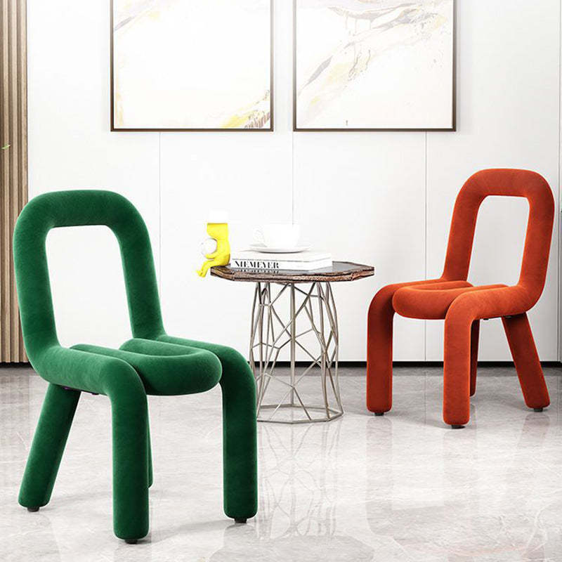 Contemporary Flannelette Carbon Steel Chair — Pink