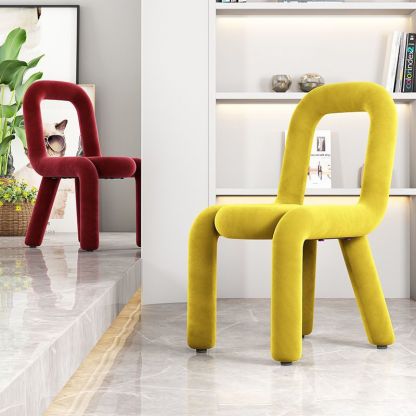 Contemporary Flannelette Carbon Steel Chair — Black