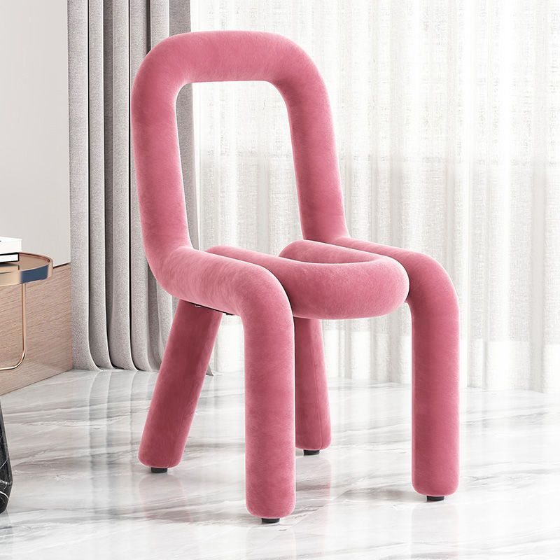 Contemporary Flannelette Carbon Steel Chair — Skin Color