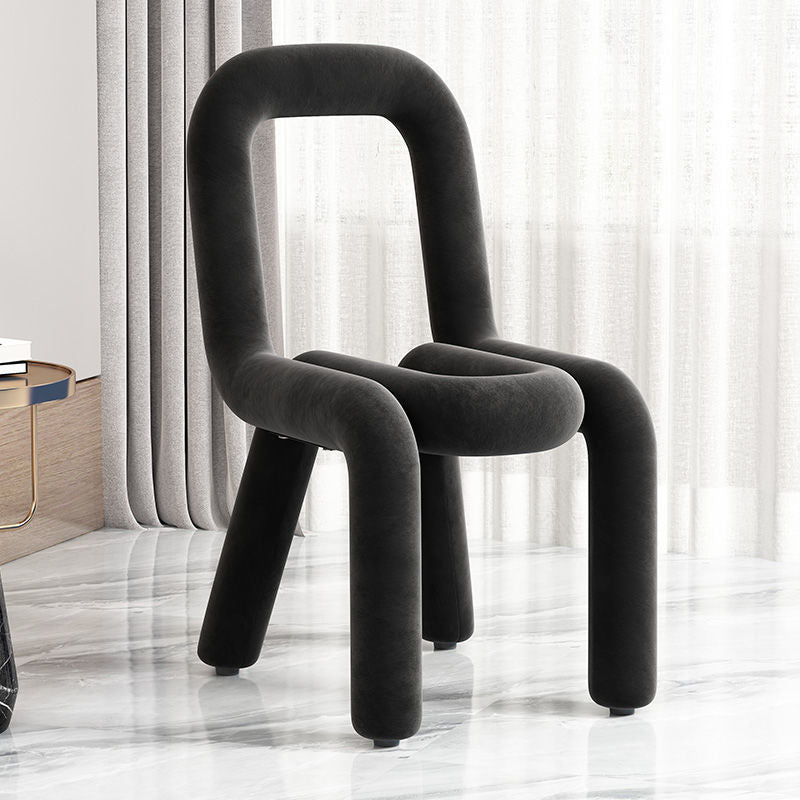Contemporary Flannelette Carbon Steel Chair — Fruit Green