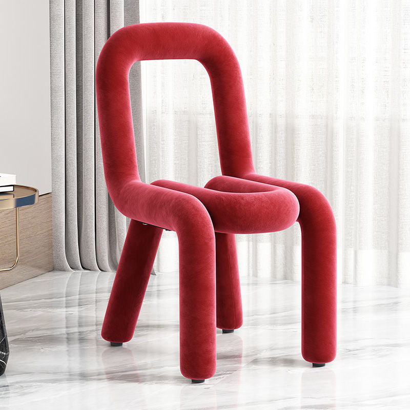 Contemporary Flannelette Carbon Steel Chair — White
