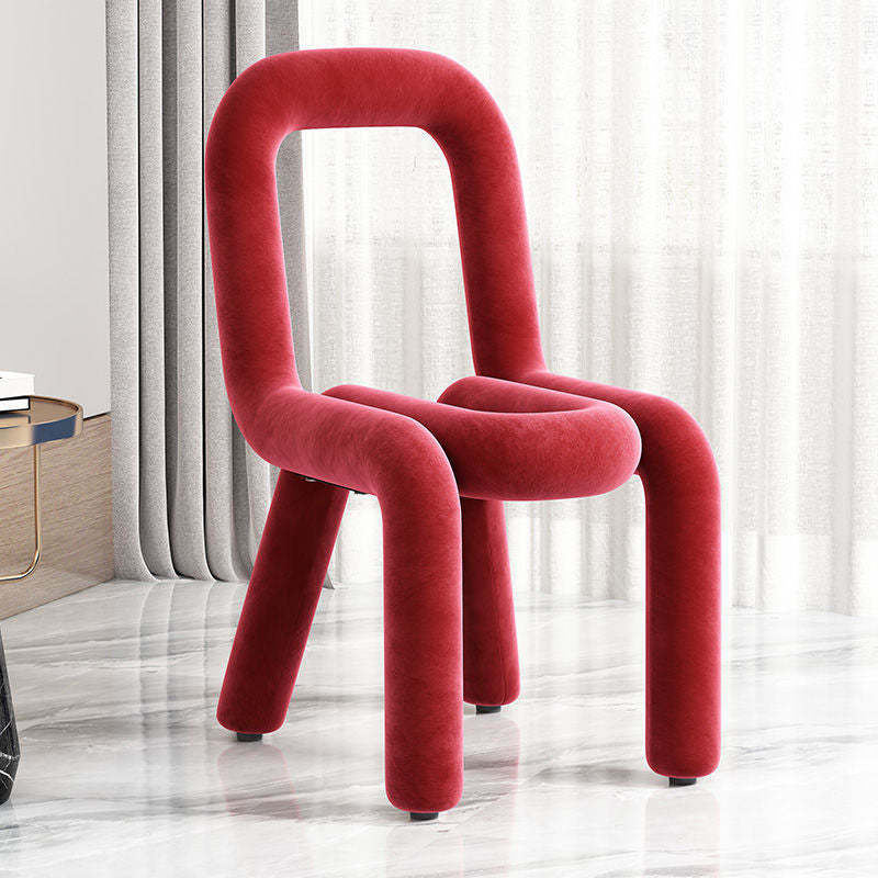 Contemporary Flannelette Carbon Steel Chair — White