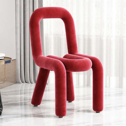 Contemporary Flannelette Carbon Steel Chair — White