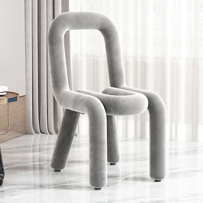 Contemporary Flannelette Carbon Steel Chair — Lake Blue
