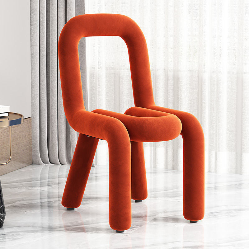 Contemporary Flannelette Carbon Steel Chair — Grass Green