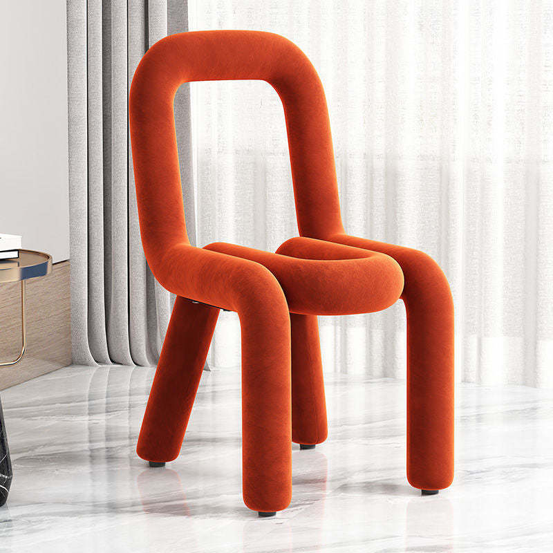Contemporary Flannelette Carbon Steel Chair — Grass Green