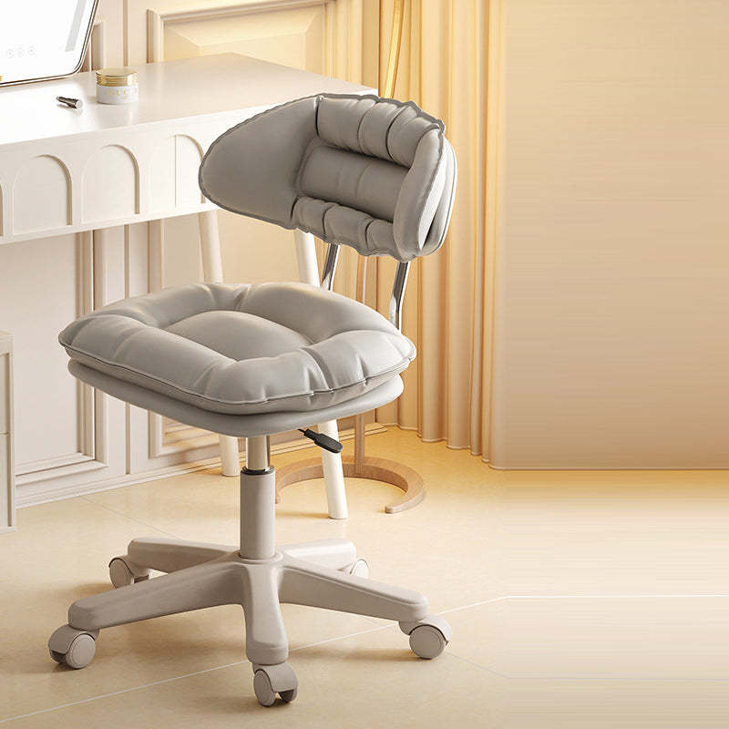 Modern Leather Nylon Vanity Stool — Dark Gray