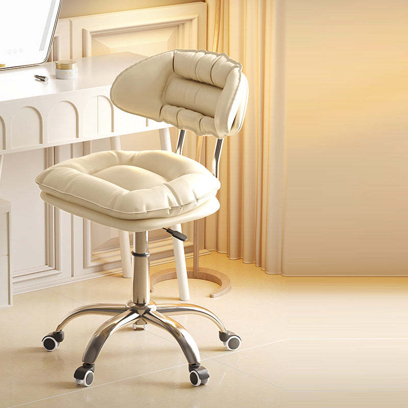 Modern Leather Nylon Vanity Stool — Light Gray