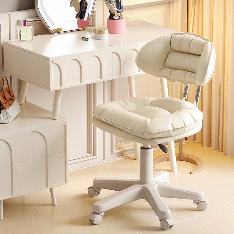 Modern Leather Nylon Vanity Stool — Off White