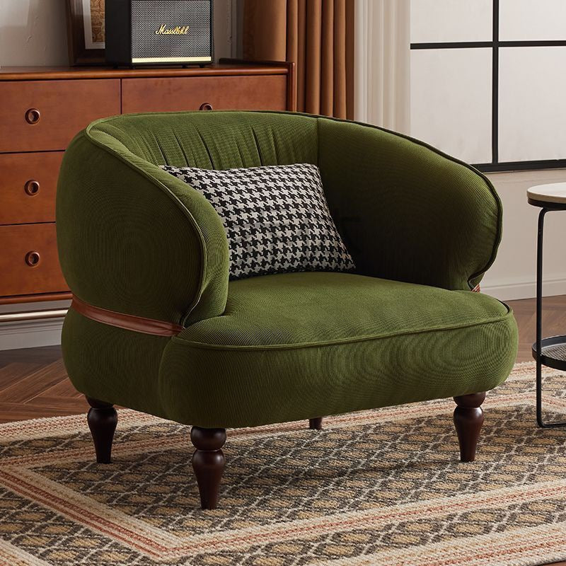 Retro Corduroy Wood Sofa with Armrest — Retro Green