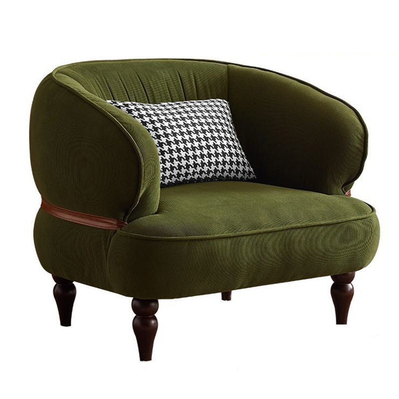 Retro Corduroy Wood Sofa with Armrest