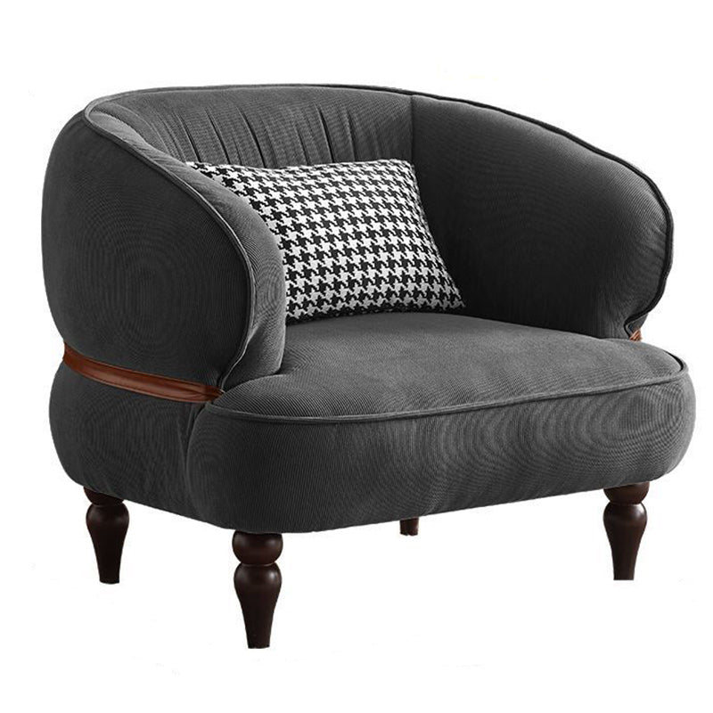 Retro Corduroy Wood Sofa with Armrest