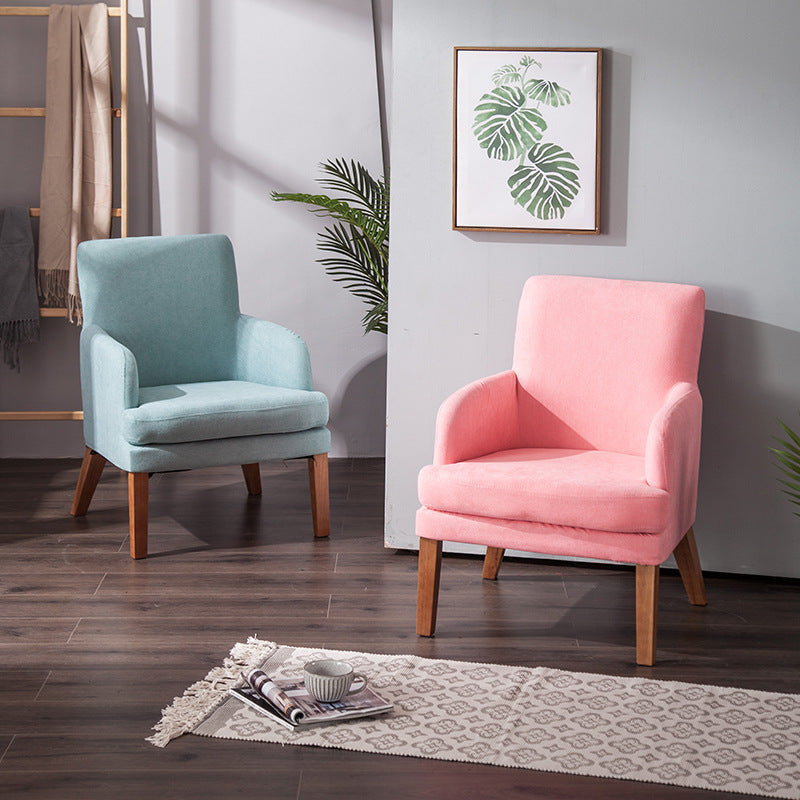 Nordic Fabric Wood Sofa with Armrest — Green