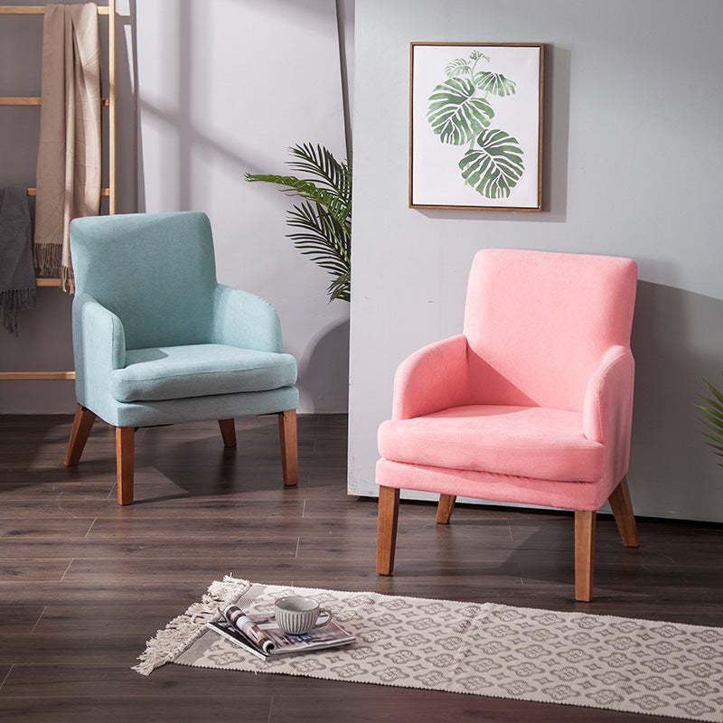 Nordic Fabric Wood Sofa with Armrest — Green