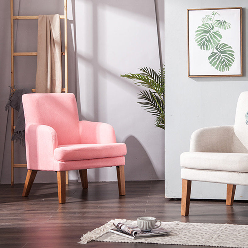 Nordic Fabric Wood Sofa with Armrest — White