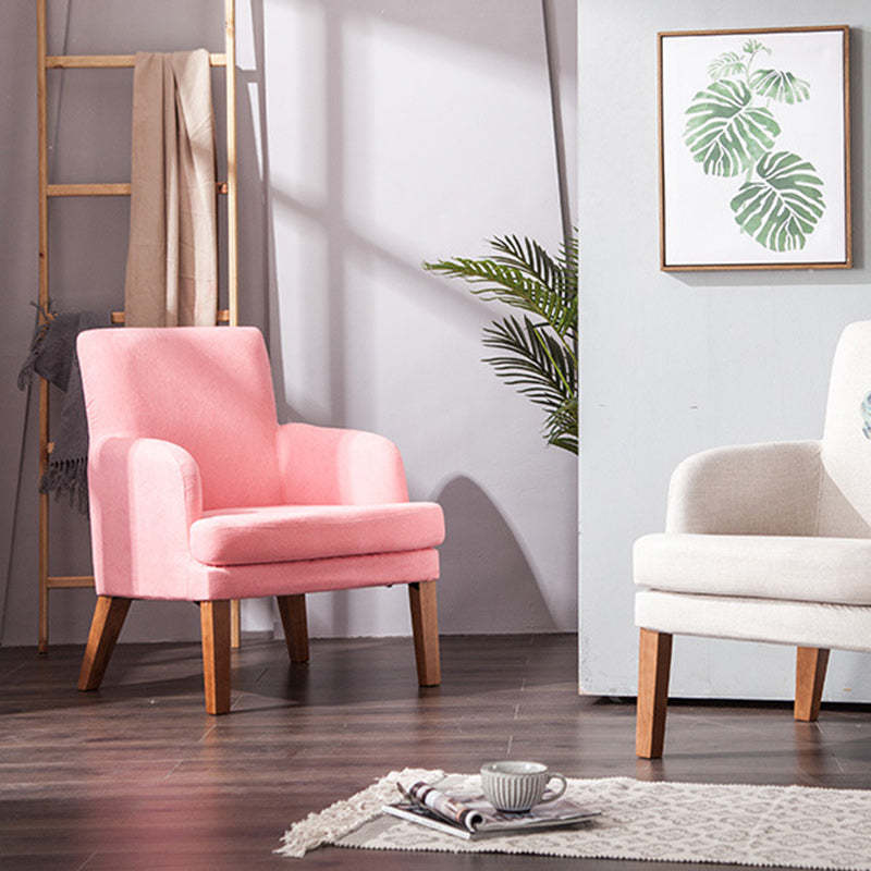 Nordic Fabric Wood Sofa with Armrest — White