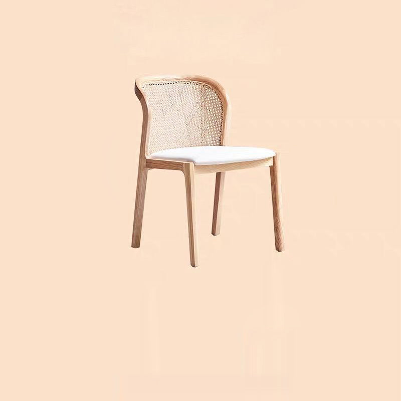 Boho Rattan Leather Wood Dining Chair