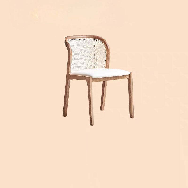 Boho Rattan Leather Wood Dining Chair