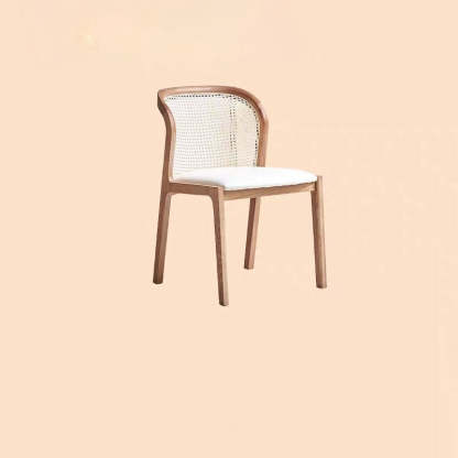 Boho Rattan Leather Wood Dining Chair