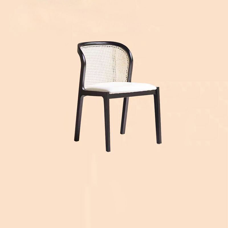 Boho Rattan Leather Wood Dining Chair