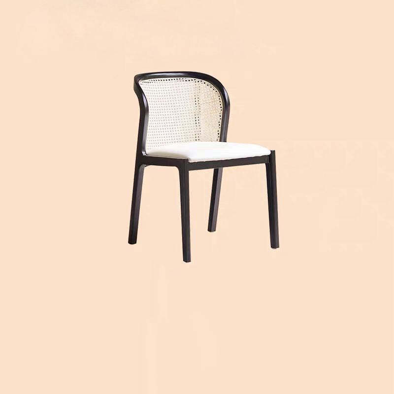 Boho Rattan Leather Wood Dining Chair