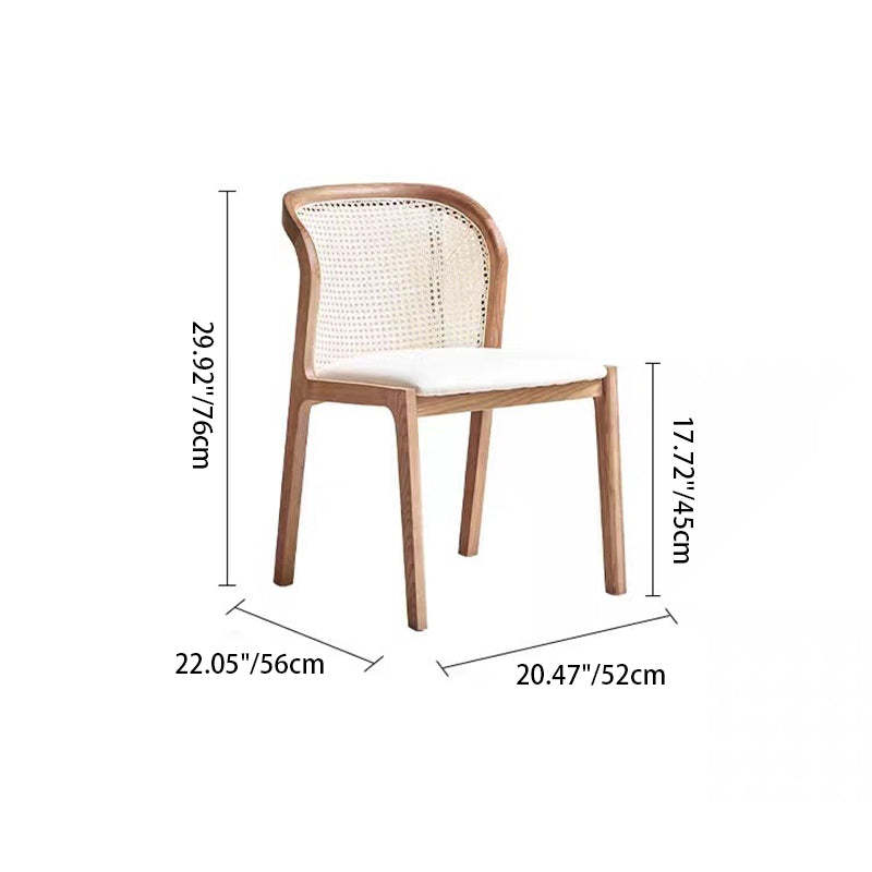 Boho Rattan Leather Wood Dining Chair