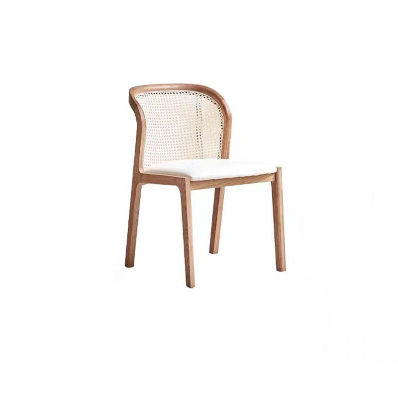 Boho Rattan Leather Wood Dining Chair
