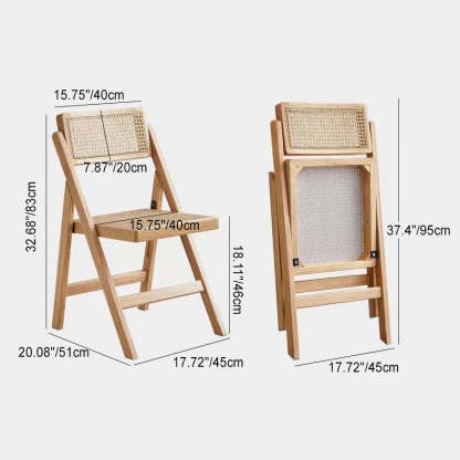 Boho Rattan Wood Dining Chair — Real Rattan / Black