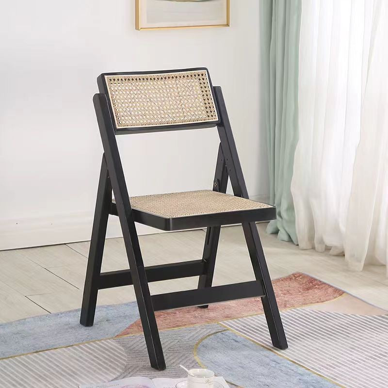 Boho Rattan Wood Dining Chair — Imitation Rattan / Walnut Color