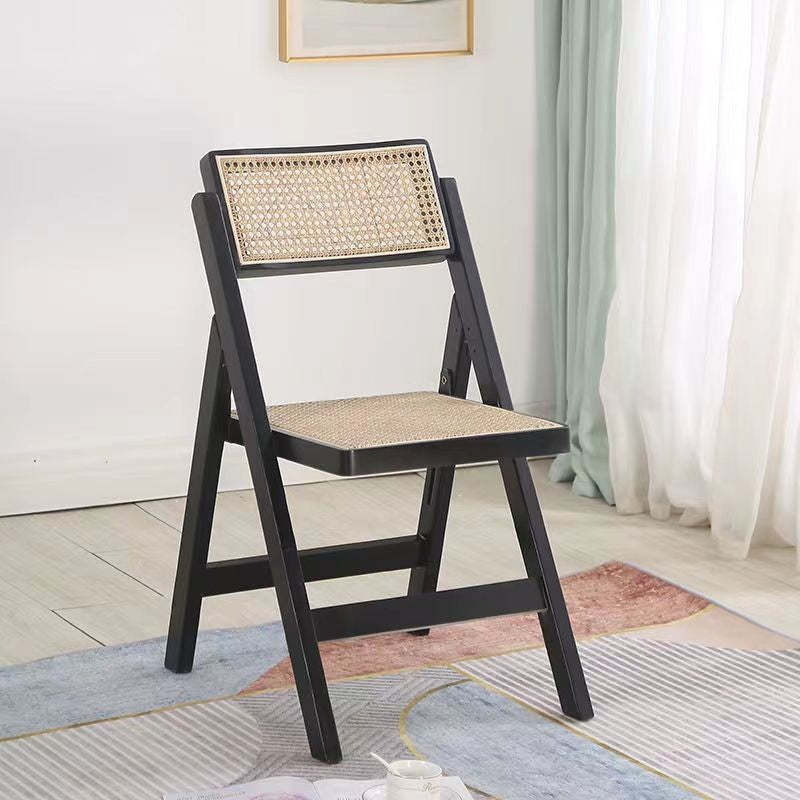 Wood rattan boho dining chairs & benches - rustic — Black