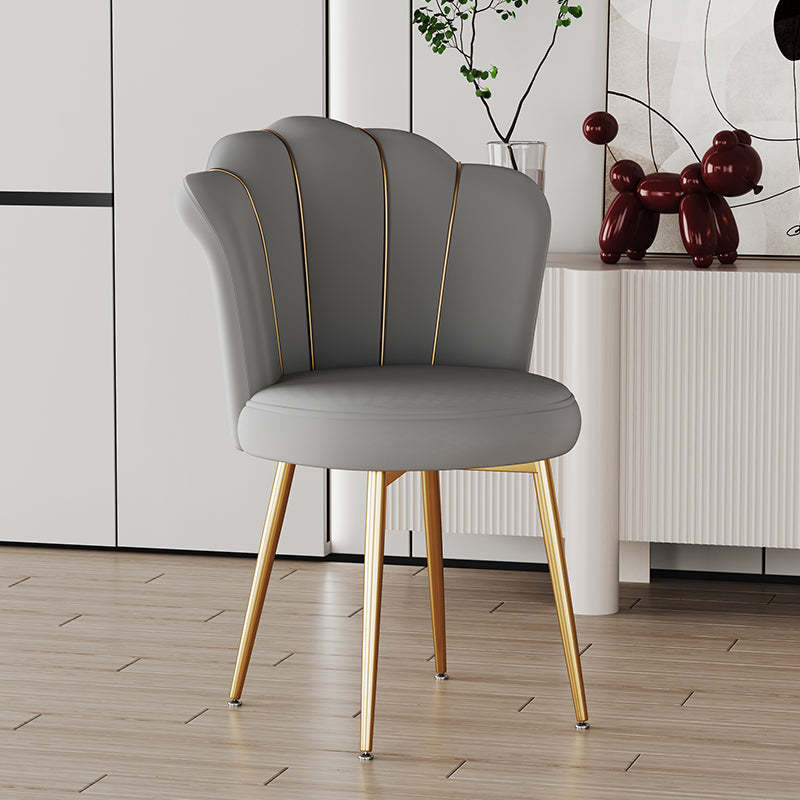 Nordic Frosted Velvet Steel Vanity Stool — Upgraded Latex / Light Gray