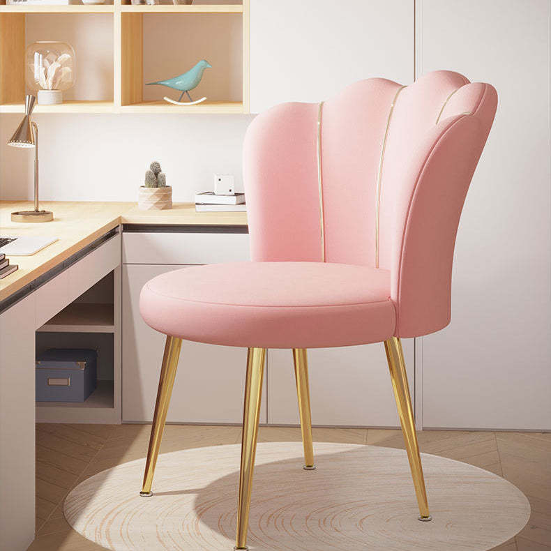 Nordic Frosted Velvet Steel Vanity Stool — Upgraded Latex / Off White