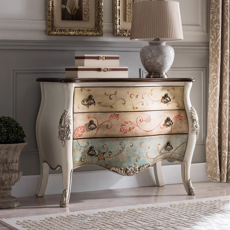 Vintage Patterned 3-Drawer Side Table