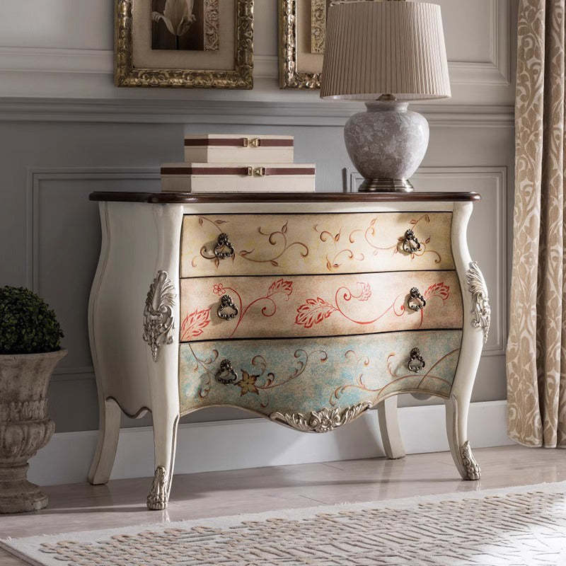 Vintage Patterned 3-Drawer Side Table