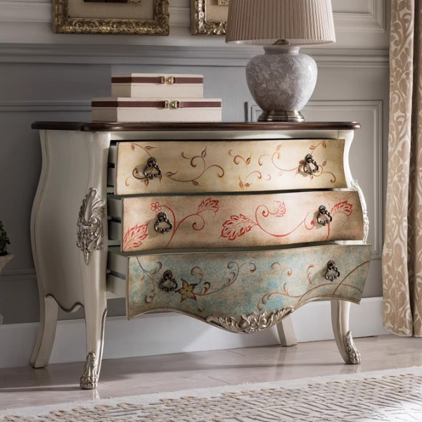 Vintage Patterned 3-Drawer Side Table