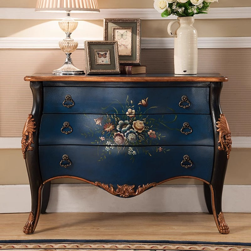 Vintage Patterned 3-Drawer Side Table — B