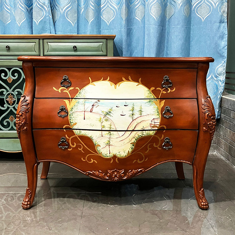 Vintage Patterned 3-Drawer Side Table
