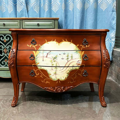 Vintage Patterned 3-Drawer Side Table