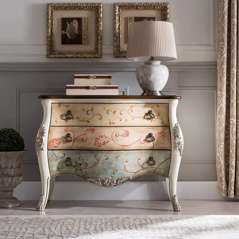 Vintage Patterned 3-Drawer Side Table